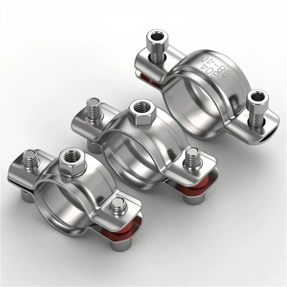 1Pcs OD 8-325mm Stainless Steel Pipe Bracket 304 Stainless Steel M8 Nut Pipe Clamp U-Shaped Adjustable Water Pipe Clamp