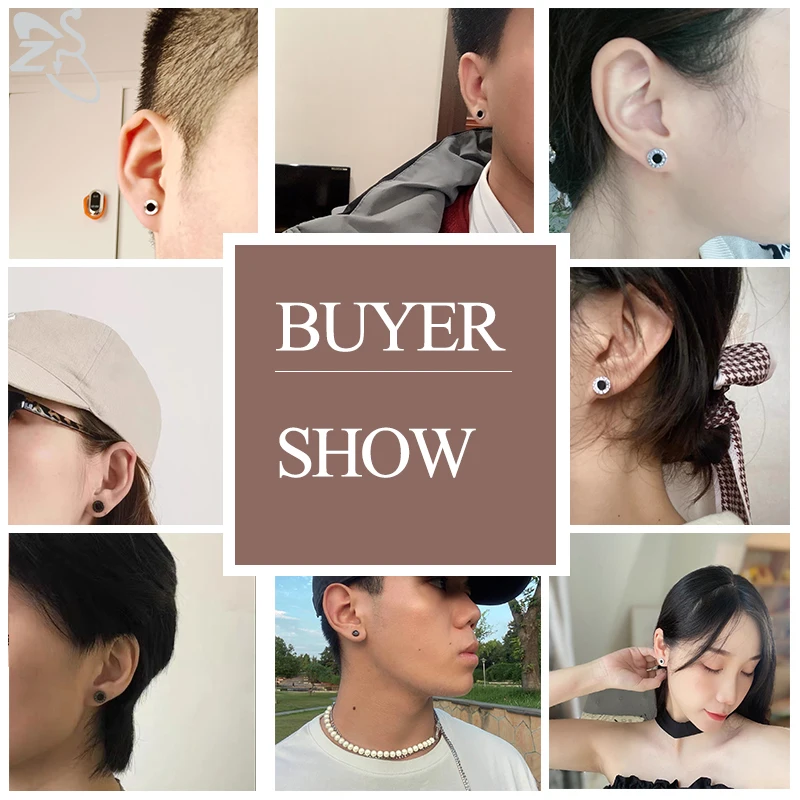 ZS 1/2PC Black Color Surgical Steel Stud Earring For Women Men Punk Snake Bat Ear Conch Tragus Cartilag Helix Piercings 16G /20G