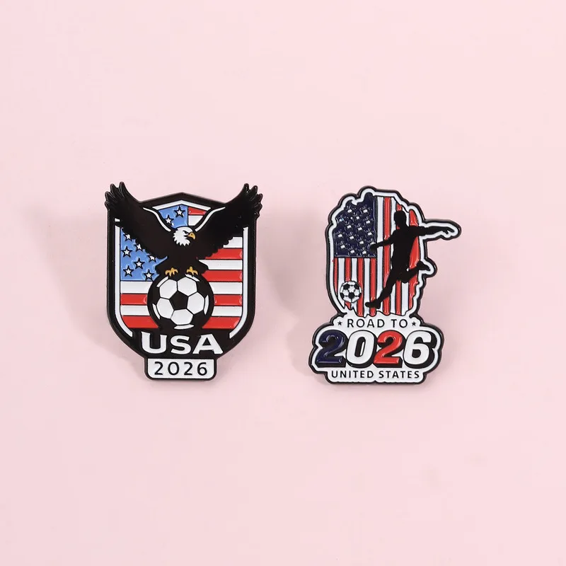 Creative Metal Pin Badges for 2026 US Soccer Events Decorate Clothing Bags and Sports Accessories
