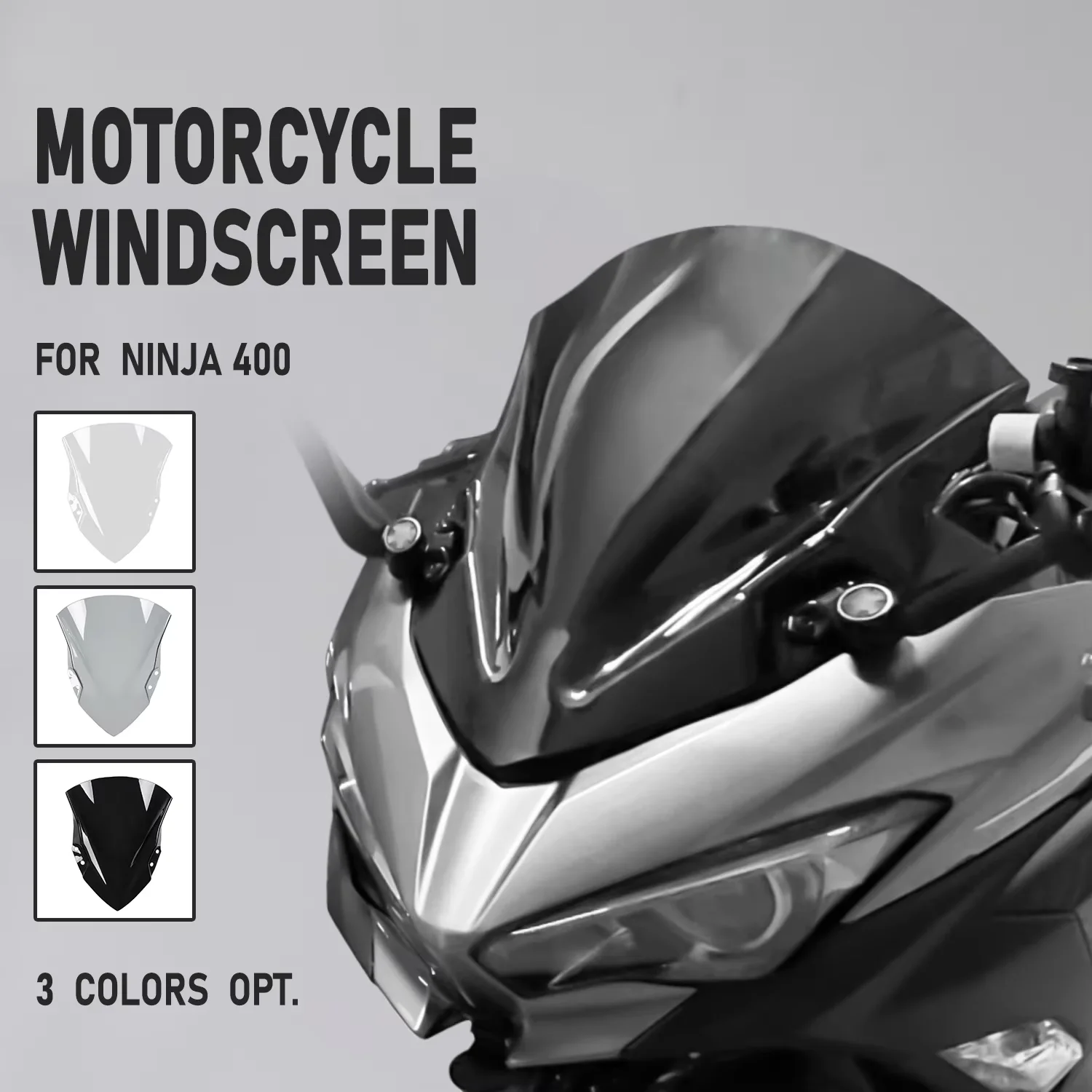 

Motorcycle High Quality PC Plastic Windscreen Windshield Baffle Wind Deflectors For 2018-2023 Kawasaki Ninja 250 400 Ninja400