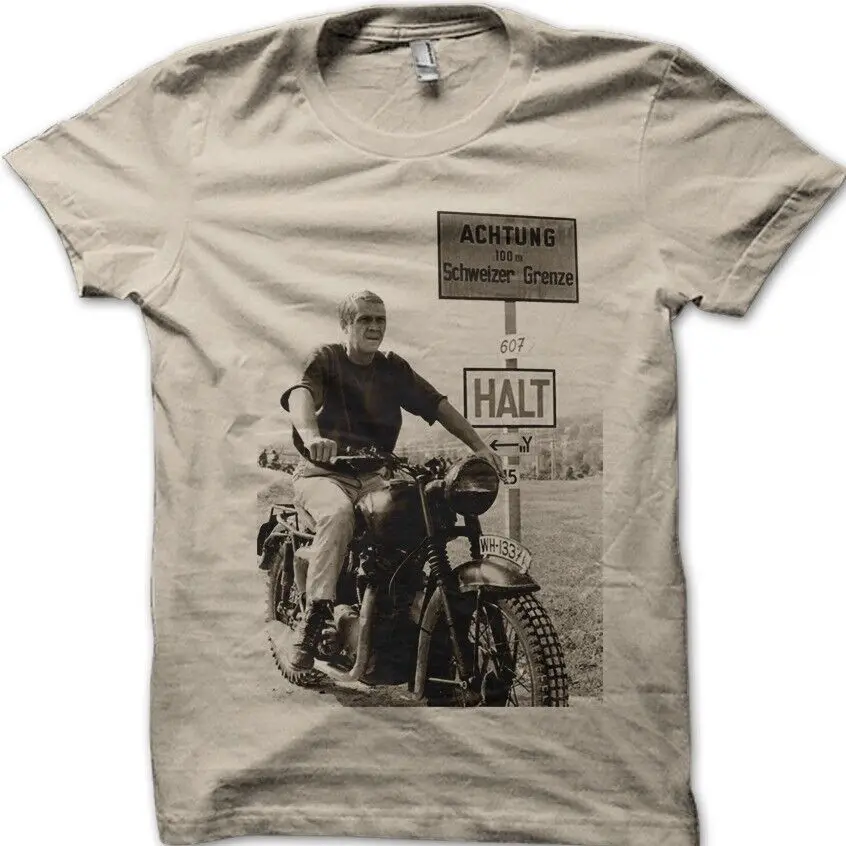 T-shirt en coton à motif de motard, The Great Escape, Motorcycle, Movie WW2, Anime, Summer, 09056