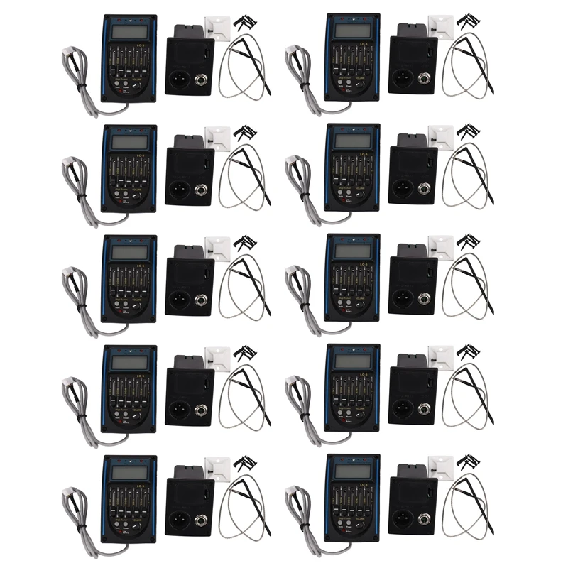 

10X 5 Band EQ Equalizer Pickup, Acoustic Guitar Preamplifier Tuner With LCD Tuner And Volume Control LC-5