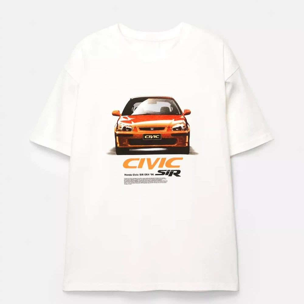 

Honda Men's and Women's T-shirt Civic Summer Cotton Short-sleeved Shirts Spring and Autumn Motorcycle Off-road Loose Classic Top