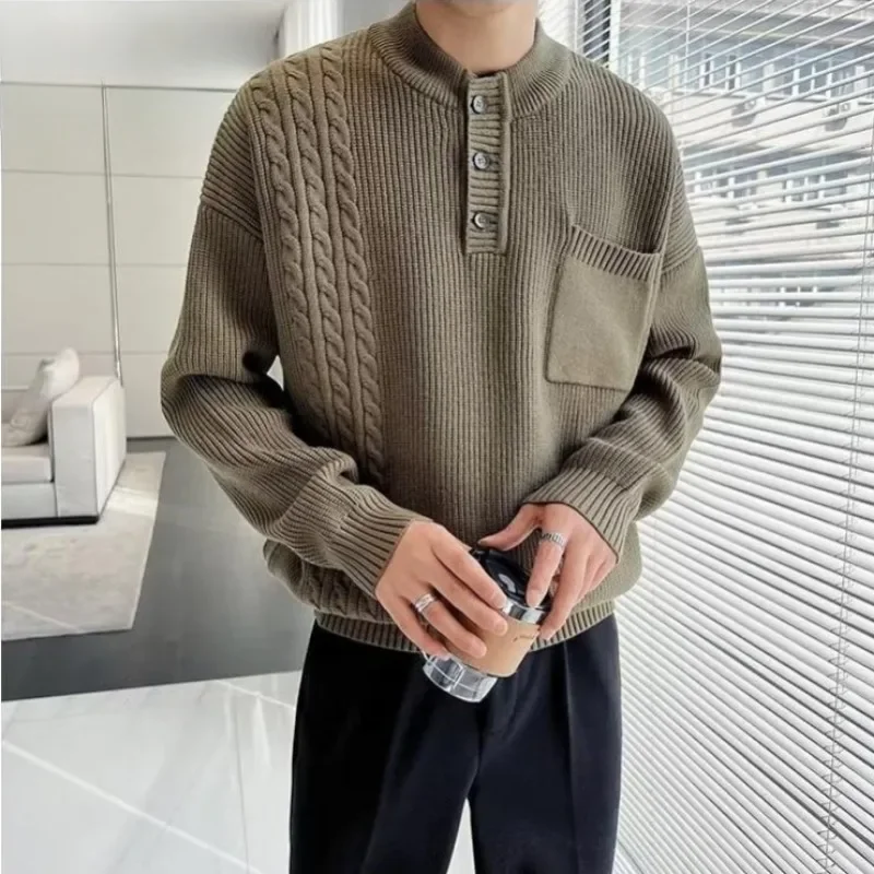 

Autumnr and Winter Turtleneck Knitwear Solid Color Men's Knit Sweater High Collar Casual Cheap Korean Style Y2k Pullovers Male