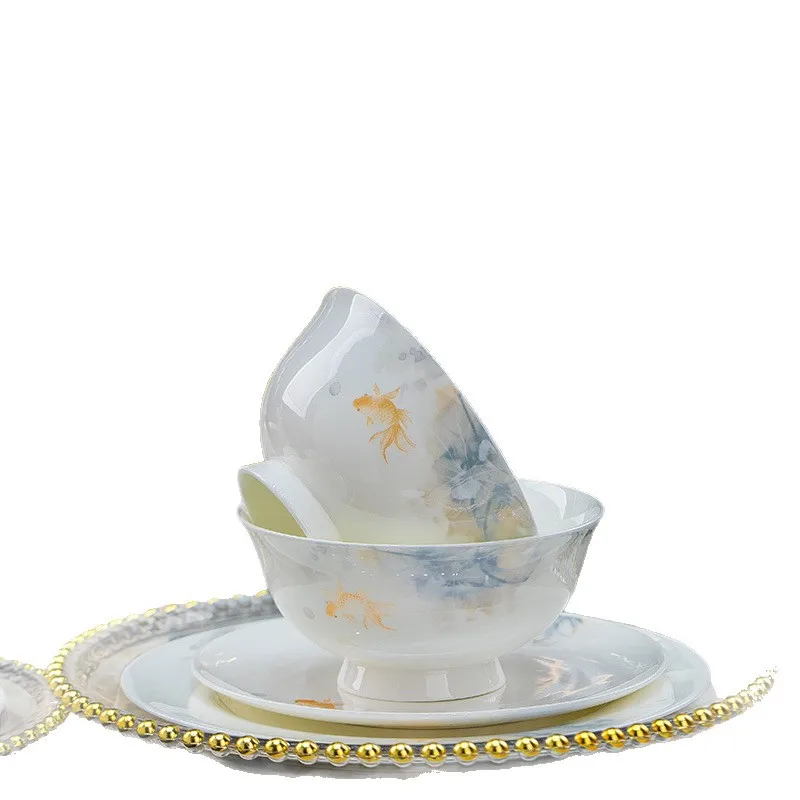 

Jingdezhen, underglaze color, Chinese style, dish set, household, high value, ceramic.