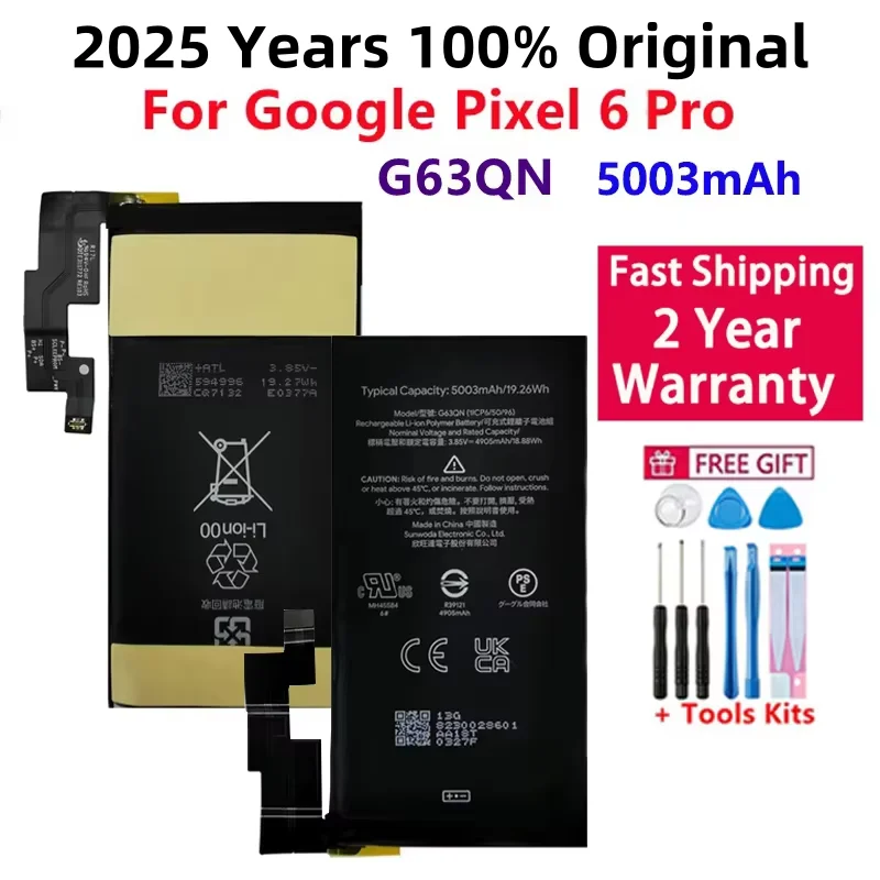 

100% Original High Quality G63QN 5003mAh Phone Replacement Battery For HTC Google Pixel 6 Pro Pixel 6Pro Batteries Fast Shipping