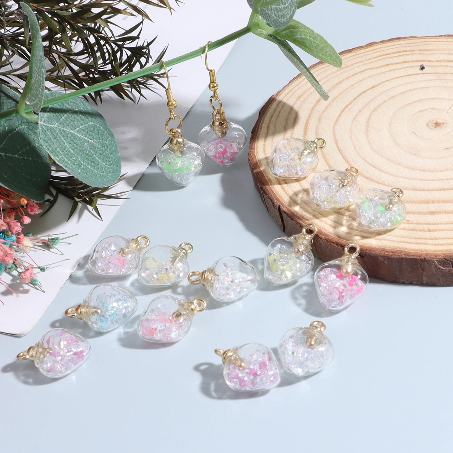 Kawaii Leuchtender Glasanhänger Fünfzackiger Stern Herzförmige Charms DIY Valentinstag Geburtstagsgeschenk Anhänger Zubehör – Detail 8