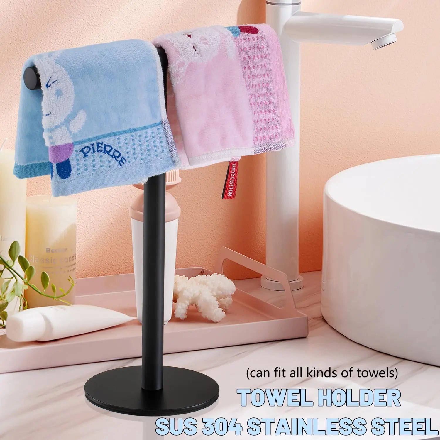 

Towel Holder Tree Rack Free Standing Stainless Steel Countertop Bath Hand Towel Holder Standing Stainless for Bathroom Kitchen