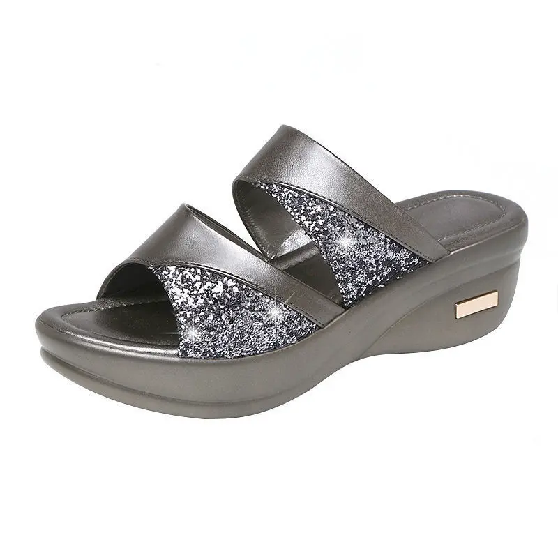 

Women's Sandals Open Toe Beach Shoes Outdoor Wedges Slip-on Slippers Lightweight Noble Wedge Sandal Platfrom Increasing Height