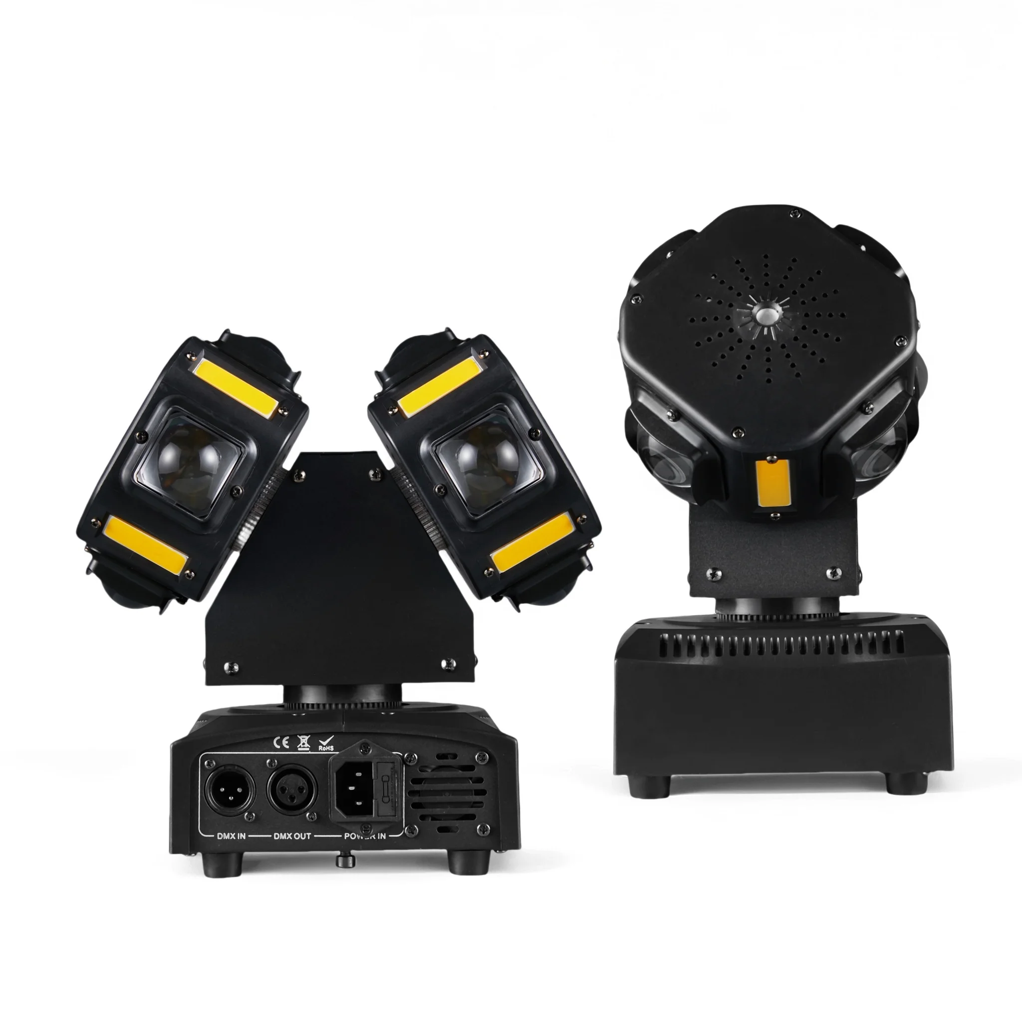 3in1 LED モバイルヘッド 8x12W RGBW デュアルヘッド LED ビーム & ストロボ & レーザー 8x5W ブライトゴールドレッド & グリーンレーザースター DJ ライトエフェクト