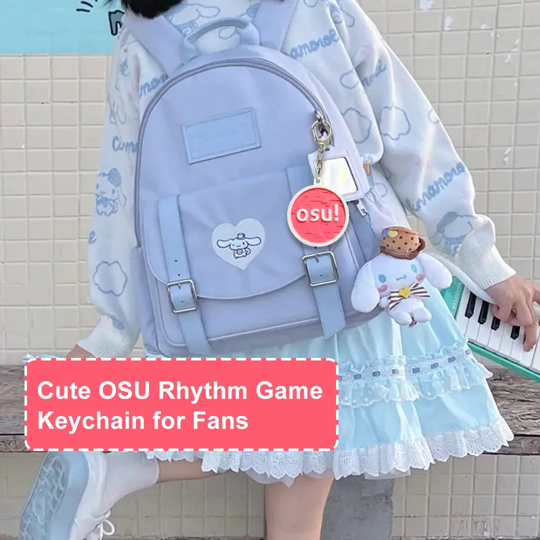 3D Cartoon Keychain OSU Rhythm Game Themed Pendant Stylish Key Accessory for Gamers