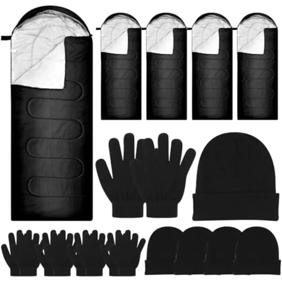 

5 Packs Sleeping Bags for Homeless 5 Winter Beanies 5 Gloves Adults 0 Degree Camping Sleeping Bag Waterproof Lightweight for Do