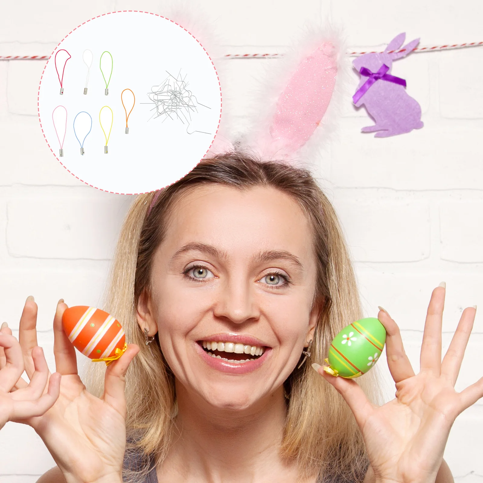 

100pcs Easter Egg Hanging Chain DIY Accessory Foam Rope Part Lightweight Metal Hook Safe Durable Parent Child Interaction