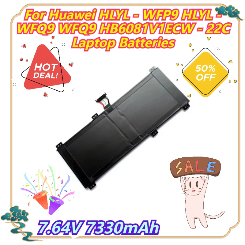 

7.64V 7330mAh For Huawei HLYL - WFP9 HLYL - WFQ9 WFQ9 HB6081V1ECW - 22C Laptop Batteries