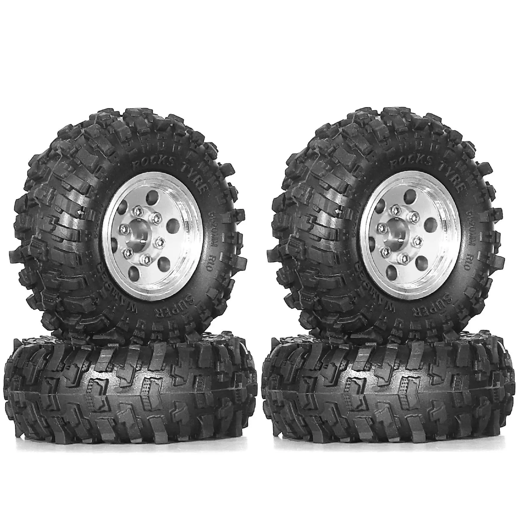 

1/18 1/24 RC Crawler 51mm 1.0 Inch Metal Beadlock Wheel Tire Set 4PCS Replacement Parts for TRX-4M SCX24 FMS24 Defender Bronco