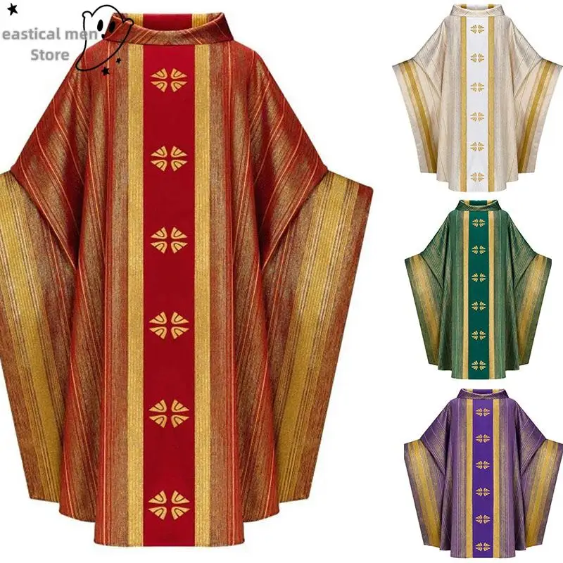

Big Size 3Xl 4Xl5Xlpriest Clergy Chasuble Catholic Mass Halloween Costume Robe Vintage Baggy Robe Gown Cape Clerical Robe