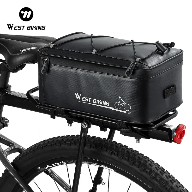 WEST BIKING 4L Fahrrad-Gepäckträgertasche Wasserdichte Hecktasche mit Regenschutz Fahrrad-Rücksitztasche mit Rücklicht-Halterung für MTB