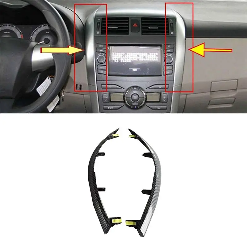 A82U-1Set Car Dashboard Air Vents Trim Strip Parts For Toyota Corolla Altis 2007-2013 Air A/C Outlets ABS Carbon Fibre Trim Cove