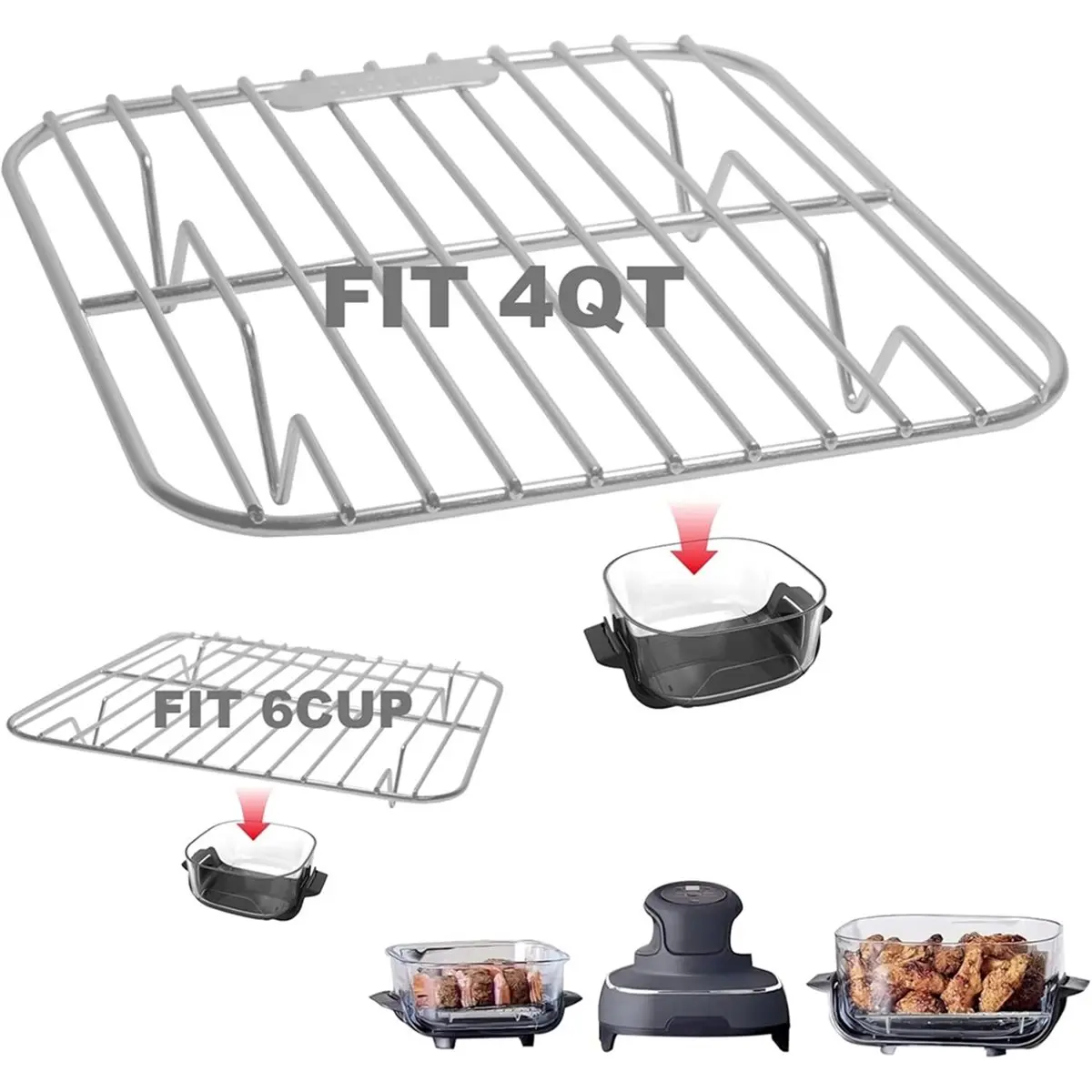 (A64E) 2PCS Crisper Rack for Ninja Crispi Air Fryer FN101, Wire Rack for COSORI Rellytech Crispi Accessories, Grill Racks