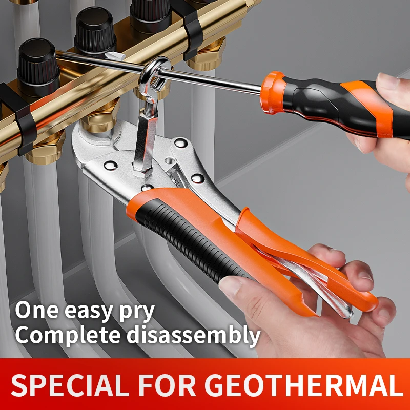 HILIXUN Remove the tong water separator, remove the geothermal pipe, clean the heating special pliers wrench tool