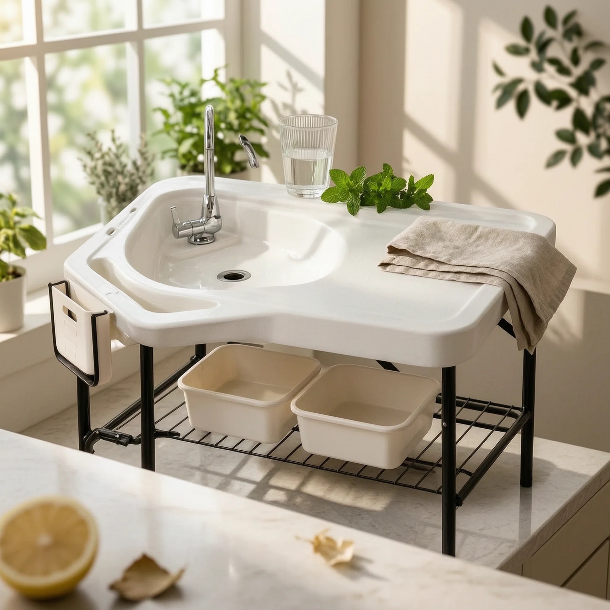folding-seafood-cleaning-table-foldable-seafood-cleaning-table-outdoor-utility-exposed-storage-shelf-plastic