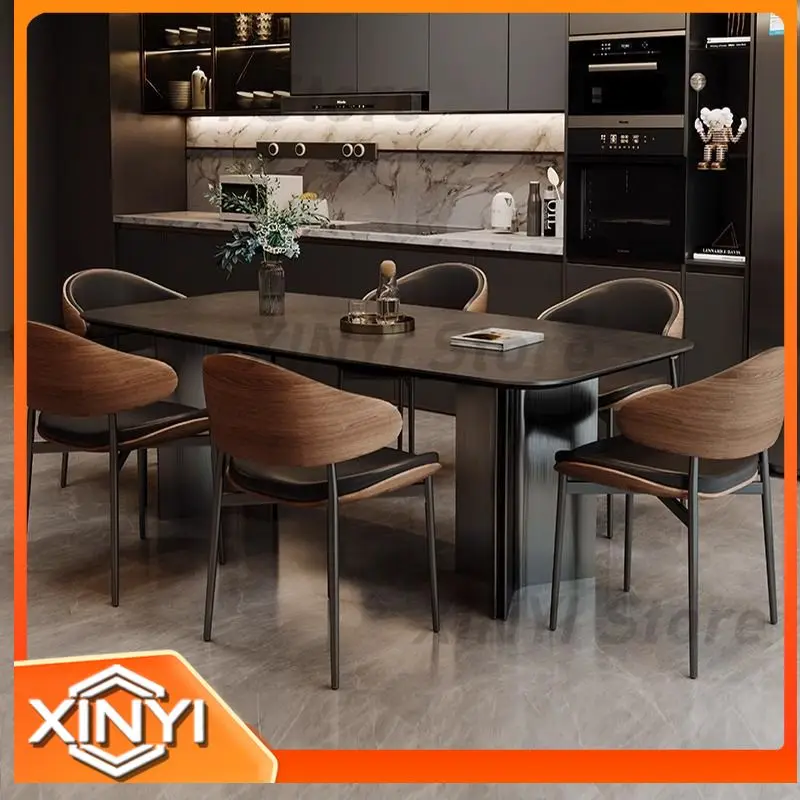 Italian Style Laminate Dining Table and Chairs for Fasadi Boss Executive Modern Light Luxury Home Dining Table