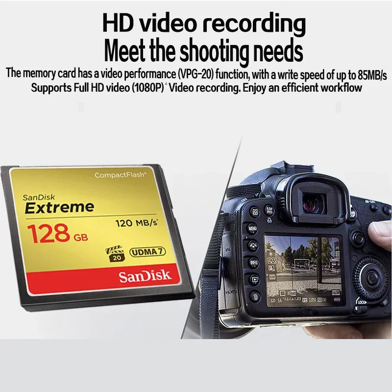 Original Memory Card 64GB 32GB 128GB CF Card Extreme High Up to 120 MB / s Read Speed Compact Flash Card For 4 K HD Video Camera