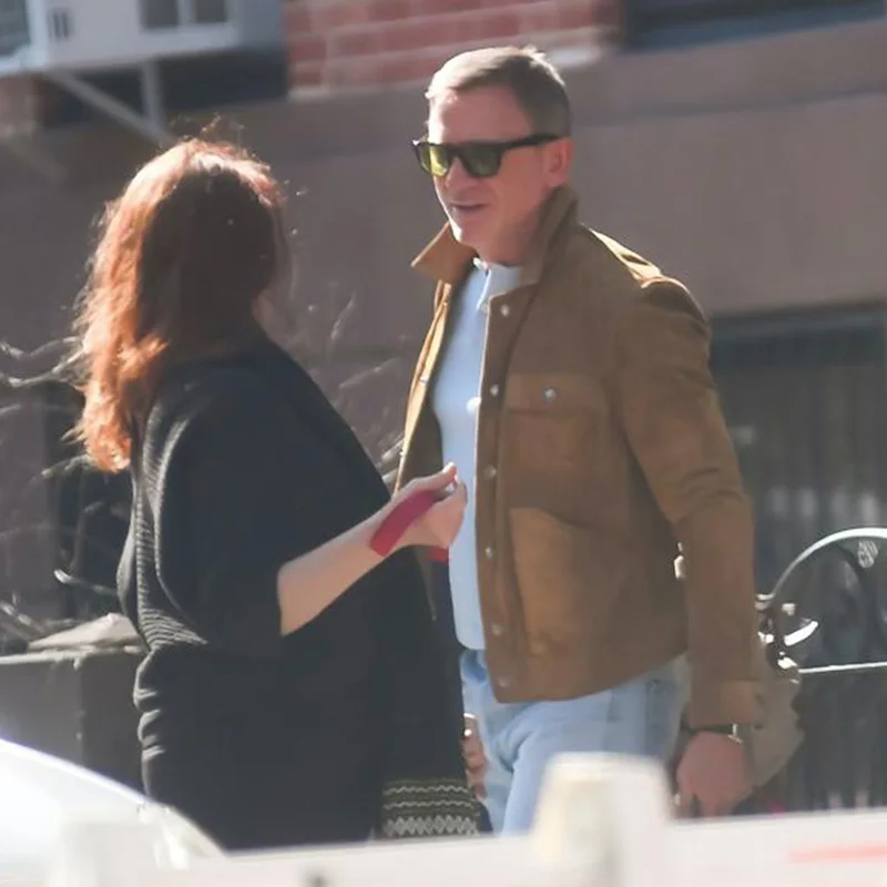 

Daniel Craig Daily Suede Jaet Recreated TF Осень Зима Искусственная кожа Повседневная рабочая одежда Пальто Мужское Busin Gentleman Sle