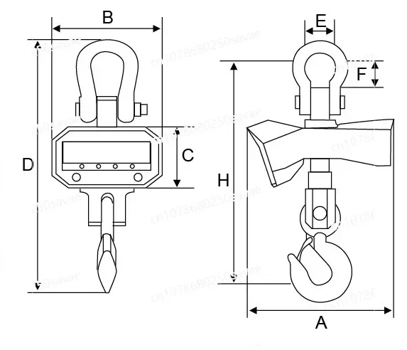 Single-Sided Display Hanging Scale, Wireless Remote Control, 1T-10T