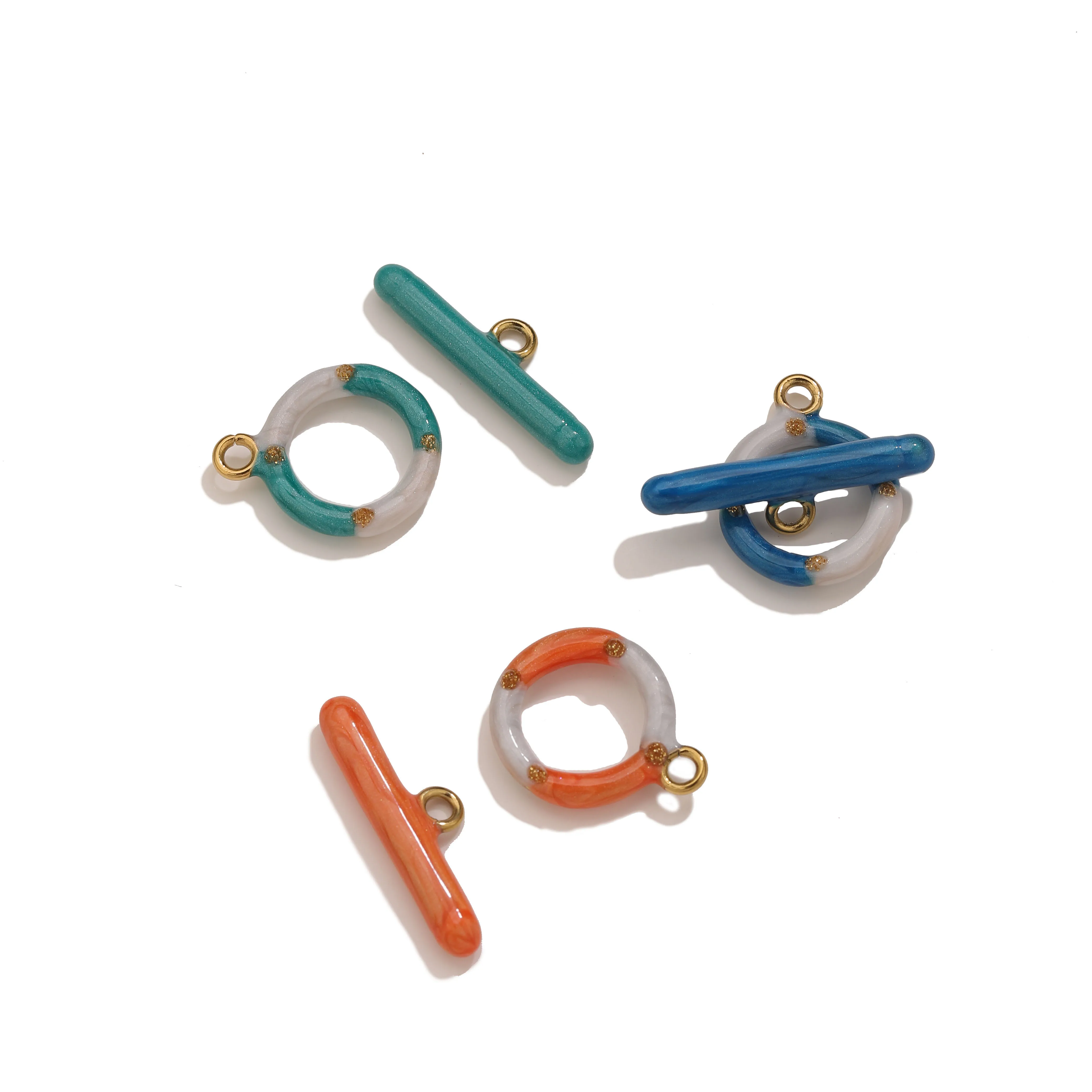 

1 Sets Colorful Enamel Toggle Clasps Gold Plated OT Clasps for DIY Necklace Bracelet Jewelry Making Wholesale Retail Supplies
