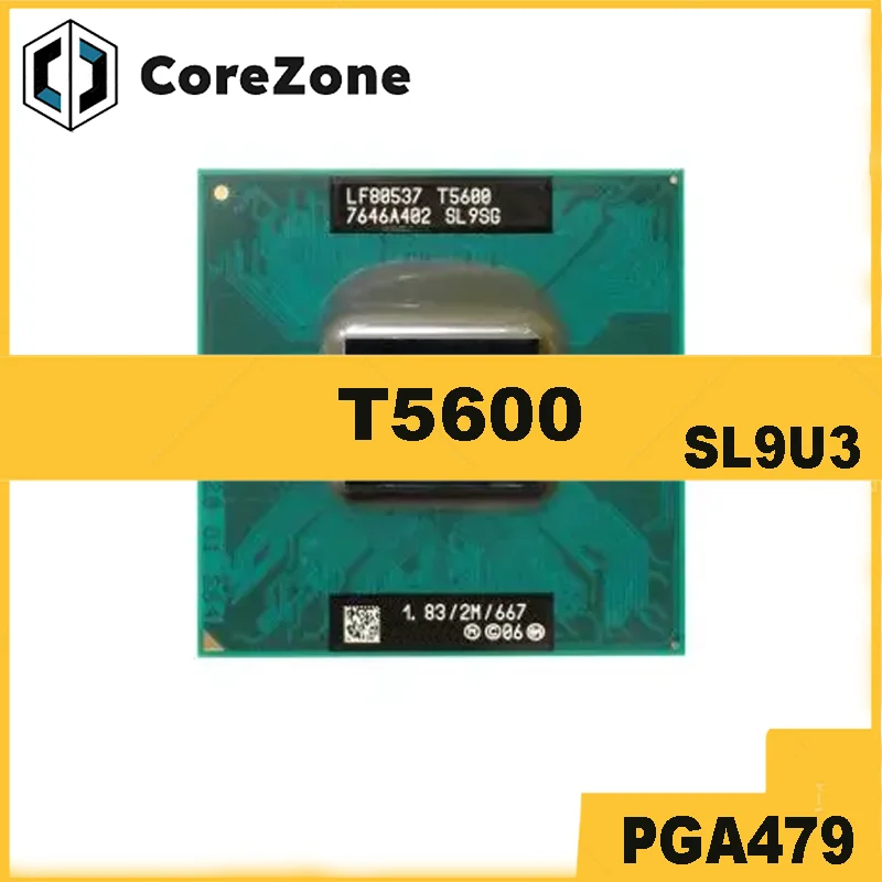 Core 2 Duo Mobile T5600 SL9U3 SL9SG 1.8 GHz Dual-Core Dual-Thread CPU Processor 2M 34W Socket M / mPGA479