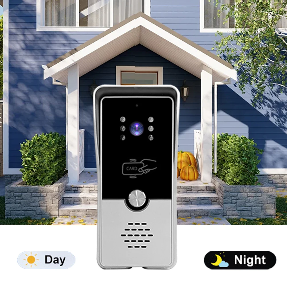 VIDEO 4 Wired Video Intercom System RFID Unlock Camera Doorbell With 7 Inch Screen Night Vision Home Door Bell For Villa