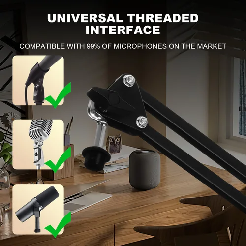 Imagen 2 del producto Soporte de brazo de tijera con brazo de suspensión de micrófono ajustable para K669 K670 K658 K678 K690, soporte de micrófono compacto para transmisión