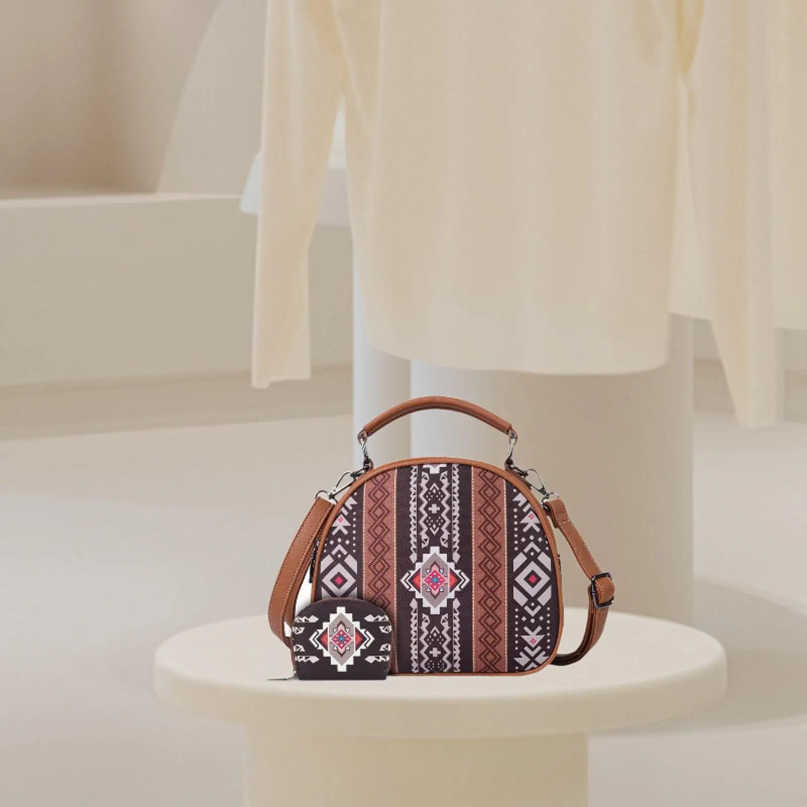 Bohemian Pattern Handbag for Women Canvas Stylish Lady Bag for Commuting Beach