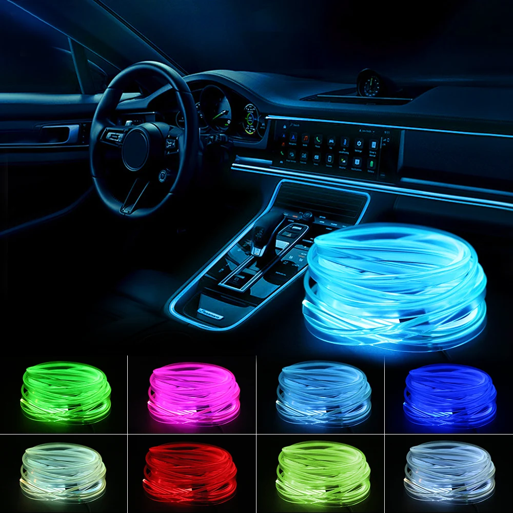 Car Ambient Light Decorative Light Bar Rgb 1/2/3/4/5M Car Interior Neon Atmosphere Auto Console Air Outlet Lamp Led Light Strips