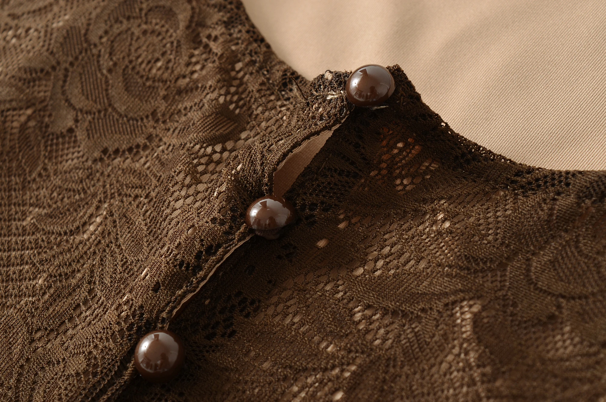 2025 Autumn Sexy Semi Sheer Lace Flare Long Sleeve Mini Dress Women Through Buttons U Collar Swing A-lined Dresses Party Robe