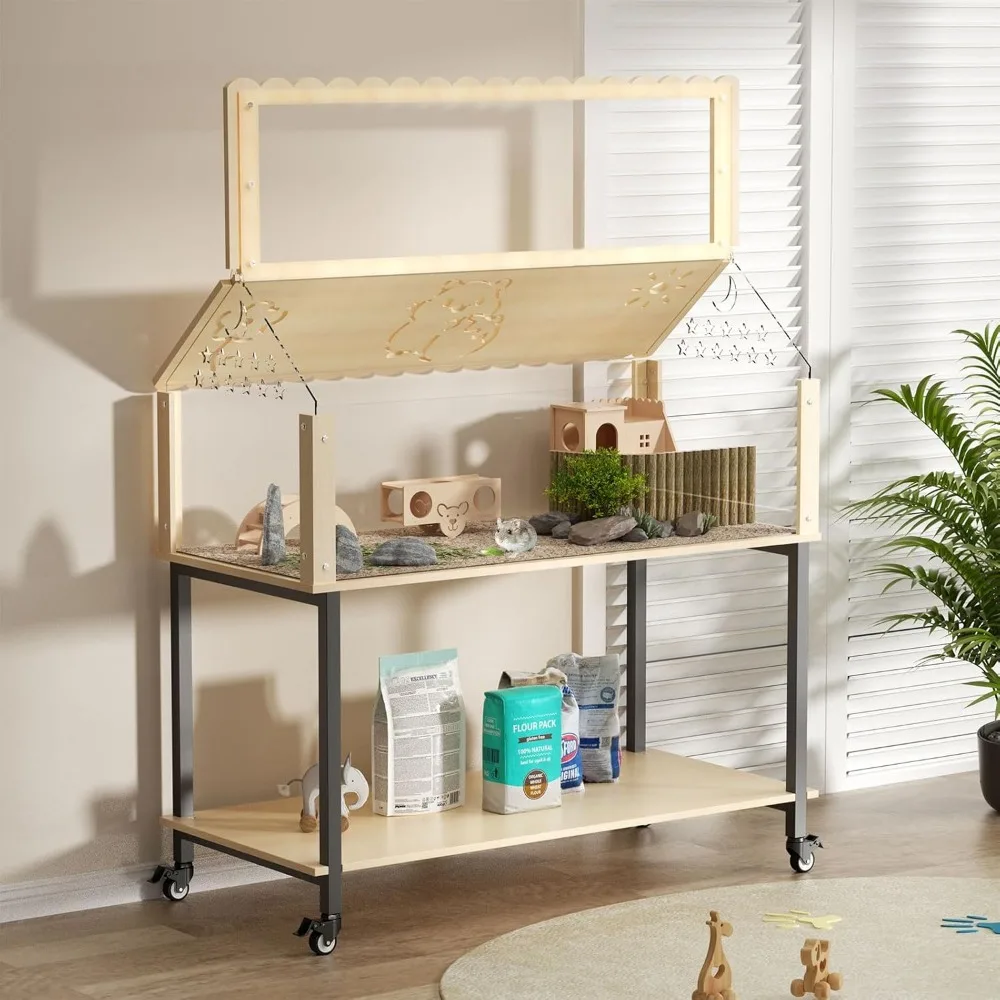 

31inch Hamster cage Wooden with Acrylic, Dwarf Hamster cage, Small Animal Habitat with Openable Top, Mouse cage for Guinea Pigs,