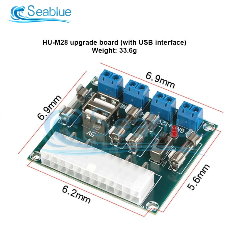 HU-M28W 24 Pin Desktop Computer ATX Power Adapter Board Computer ATX Power Supply Transfer Board Outlet Extension Module