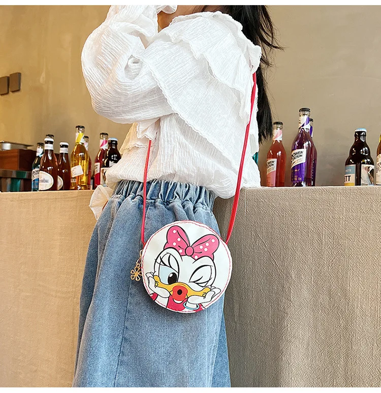 Mickey mouse crianças bolsa de ombro anime pequeno saco redondo dos desenhos animados bolsa de moedas meninas saco do mensageiro crianças brinquedo presente de natal
