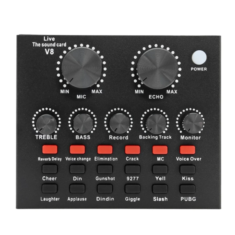 بطاقة صوت V8 لتغيير الصوت ، بث مباشر ، غناء كاريوكي ، سماعة رأس ، سجل خارجي ، هاتف محمول ، منزل ، KTV