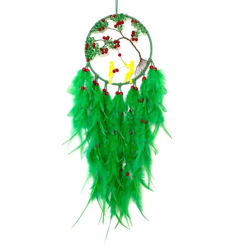 Crystal Hawthorn Tree Dreamcatchers Feathered Wall Hanging for Home Aesthetic