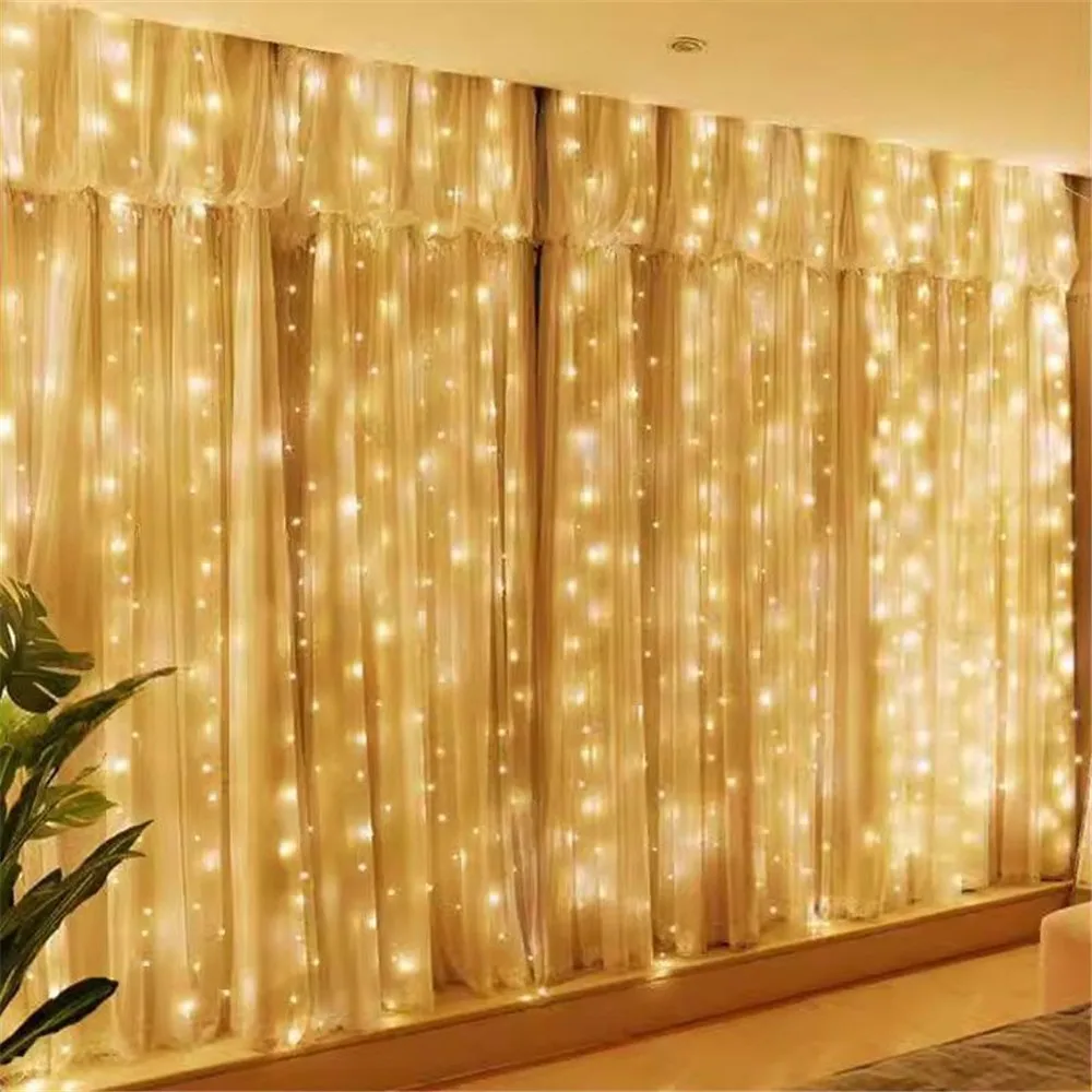 Guirxiété lumineuse de rideau USB, 8 modes d'éclairage, guirxiété de feston de Noël, mariage, fête de vacances, maison, décoration de chambre à coucher, lumières dégradées