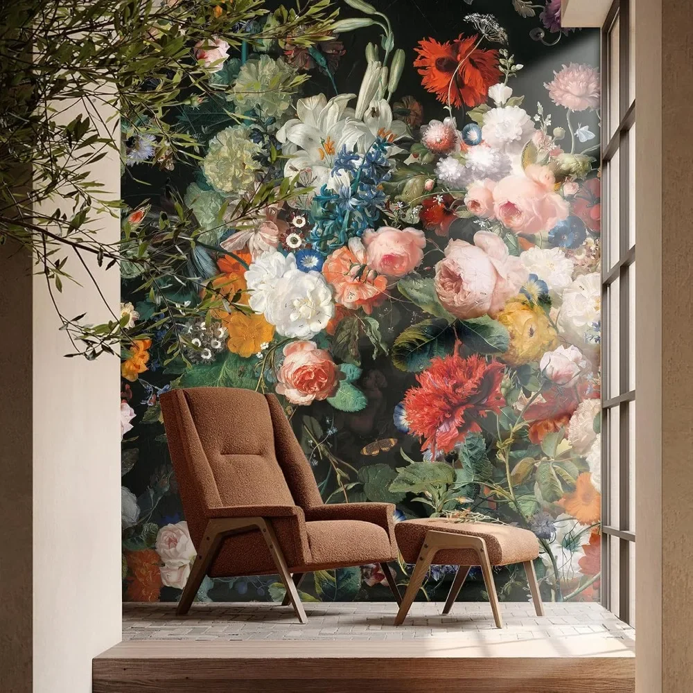 Dark Floral Wall Mural Peel and Stick 148