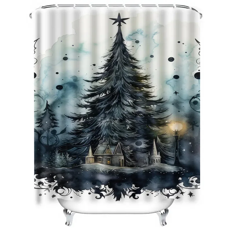 Tuniu باطني الغابات ستارة حمام القوطية المشهد دش الستار مخيف هالوين ديكور خمر الظلام الأكاديمية غرفة مقسم Bac #2