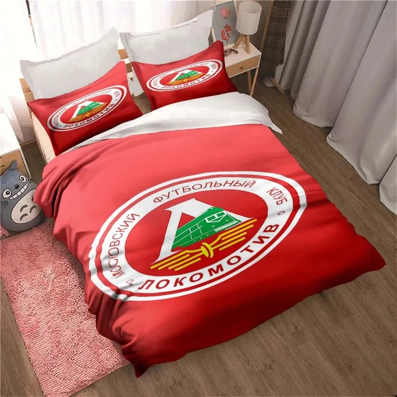 

FC Lokomotiv Moscow Football Print Bedding Set Cute Quilt Cover Bed Cover with Pillowcase Custom Bedding Cover Bed Cover