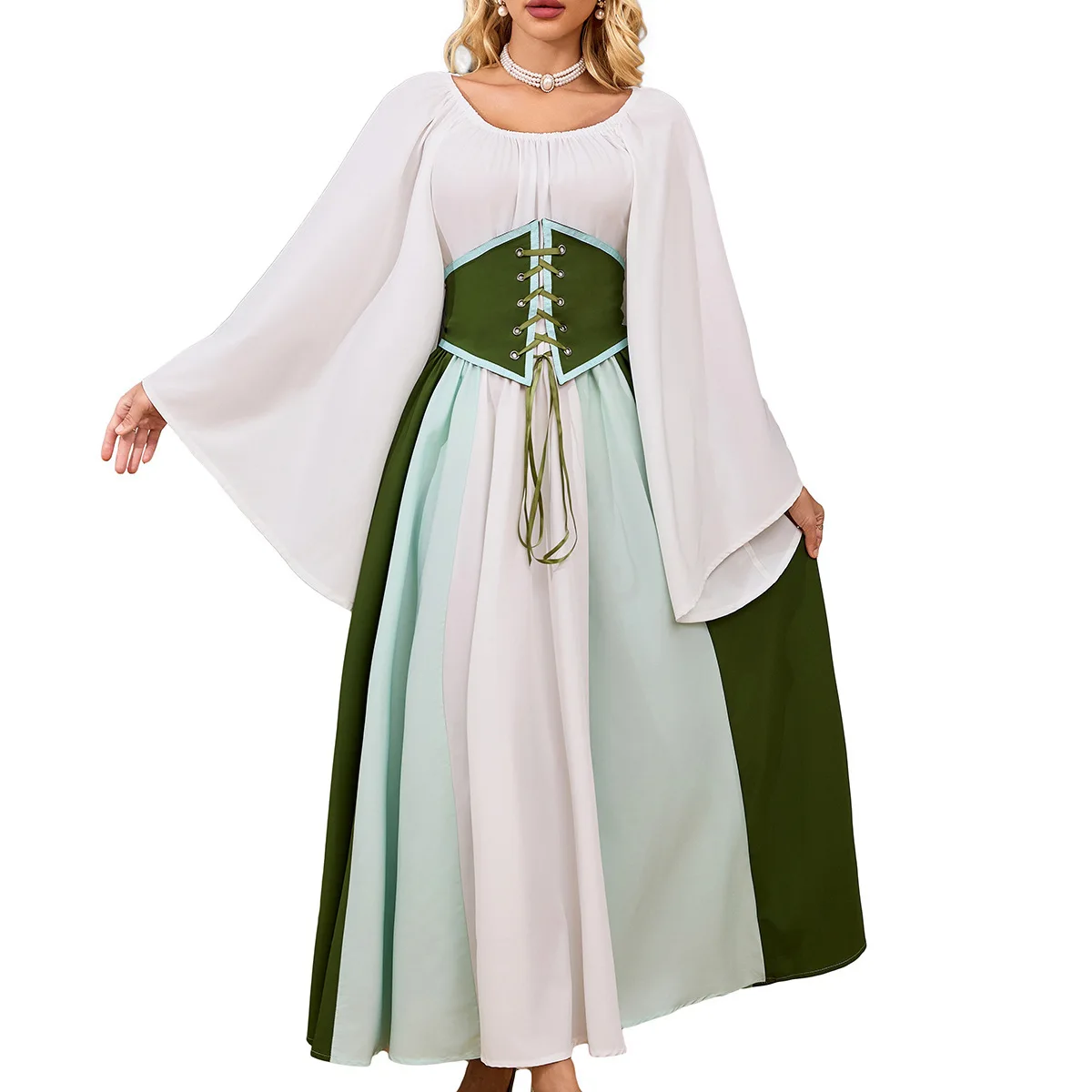 

Medieval Renaissance Women's Long Dress Stage Costume Role-playing Vintage Clothing Halloween COS Event Suitable for Teens