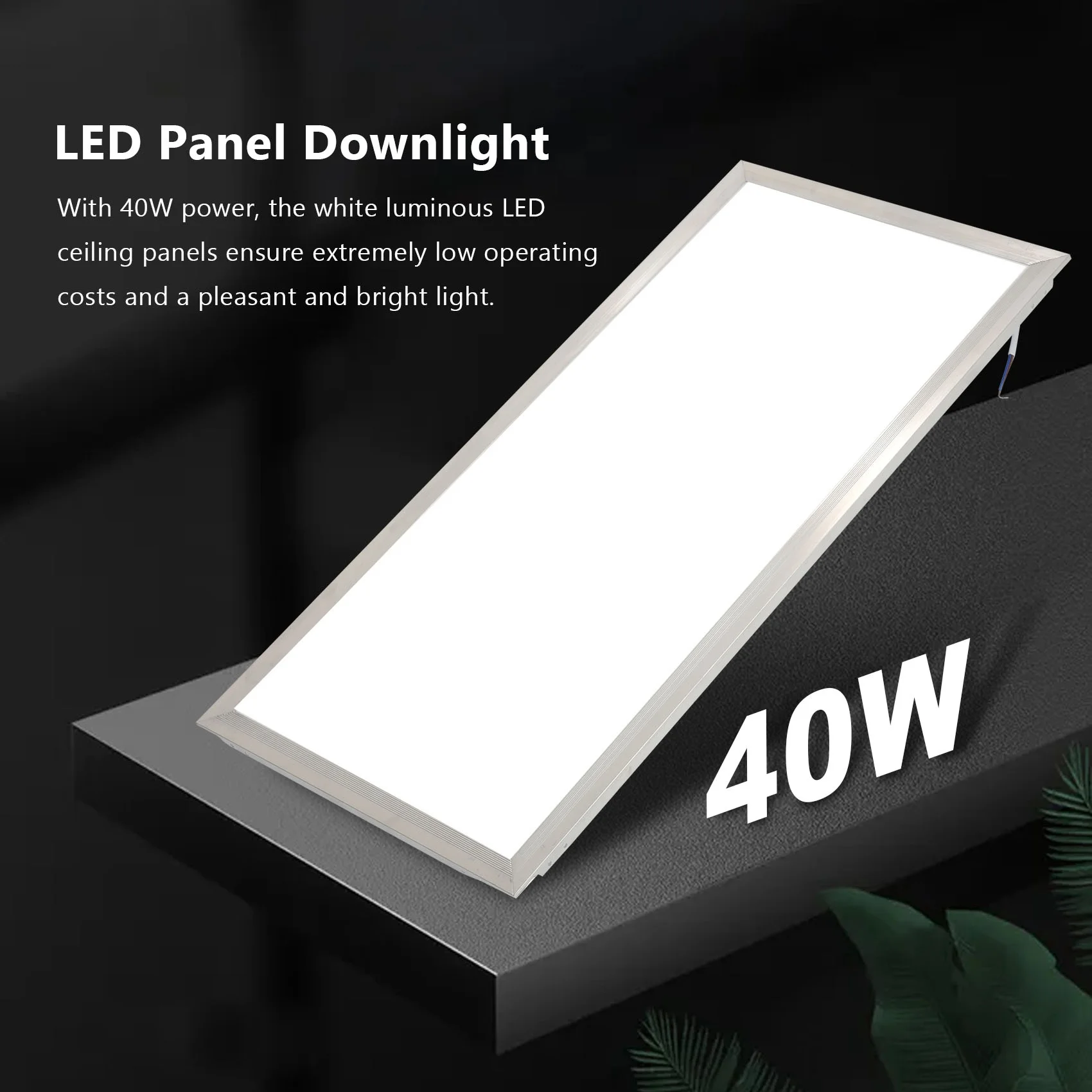 LED Downlight 40W 6500K LED Panel Downlight 30X60cm White Grid Lights Insert Light Ceiling Light for Office