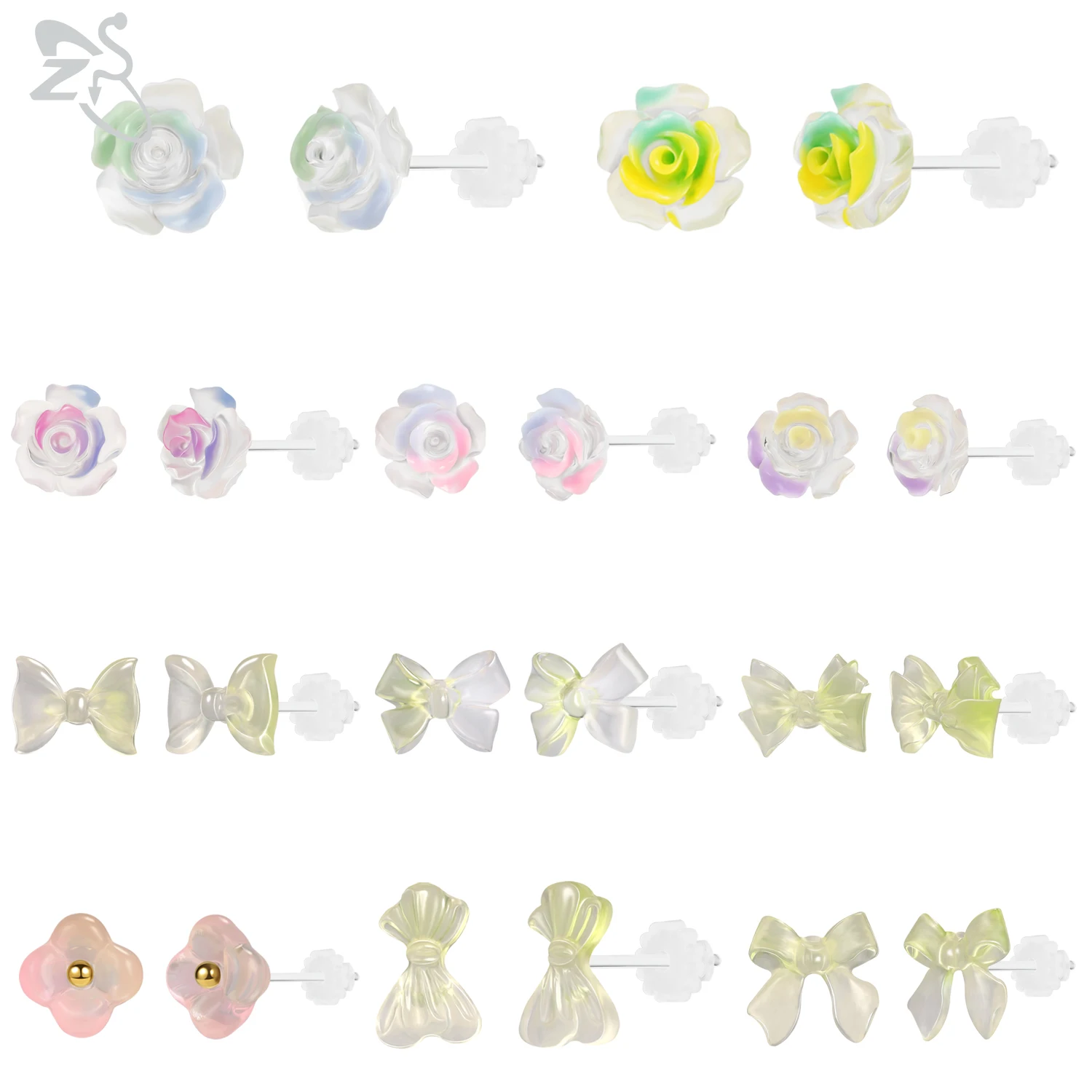 Zs 1 Paar 20g Schmetterling Blumen form Ohr stecker für Frauen Harz Acryl Knorpel Ohrring grüne Farbe Tragus Helix Piercings