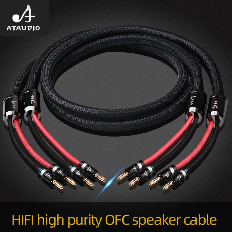 HIFI speaker cable 1 Pair oxygen-free copper audio HI-FI high-end amplifier 4N OFC speaker cable Banana plug cable