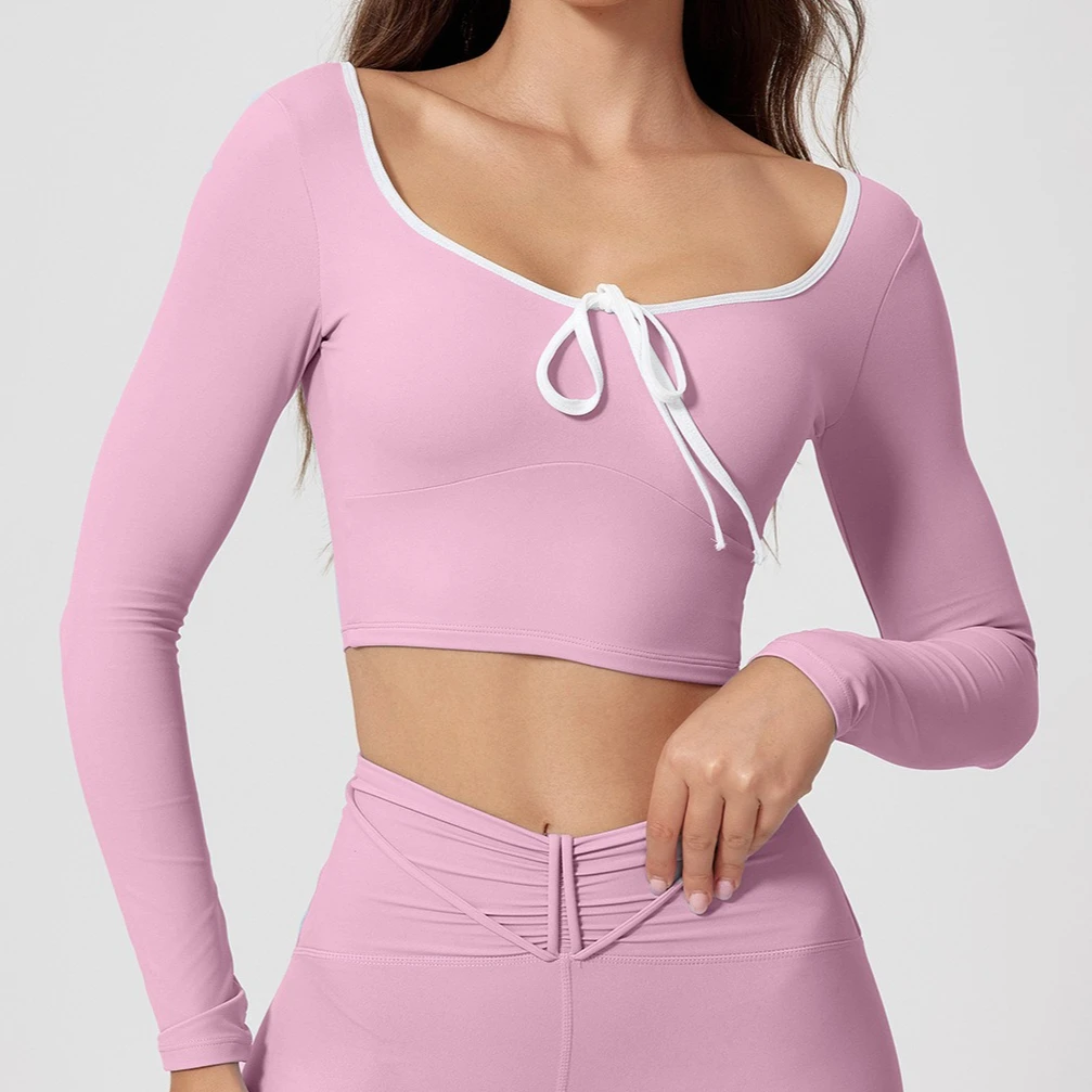 2PCS 요가 세트 여성용 긴팔 스포츠웨어 짐 세트 운동복 애슬레틱 웨어 레깅스 피트니스 브라 크롭탑 스포츠 슈트